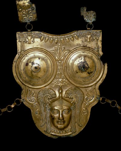 Fønikisk civilisation: guldbronzeslagskib af Ksour-es-Saf (Ksour es Saf, Ksour Essef eller Ksour Essaf). 3.-2. århundrede f.Kr. Tunis Bardo Museum af Phoenician