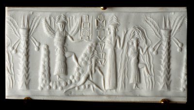 Fønikisk civilisation: vandguden siger segl om "" Forårets fødsel"". 2200 f.Kr. Fra Tello. Paris Louvre Museum af Phoenician Phoenician