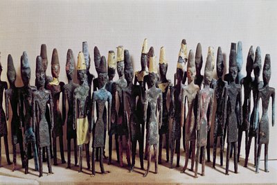 Tilbyder statuetter fra Obelisktemplet, Byblos (guld og bronze) af Phoenician School