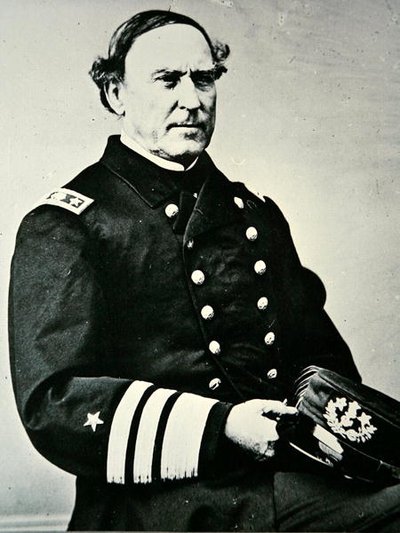 Portræt af David Glasgow Farragut (1801-1870); erobrede New Orleans i 1862 og Mobile Bay af Photographer American