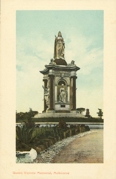 Queen Victoria Memorial, Melbourne, Victoria, Australien (farve litho) af Photographer Australian