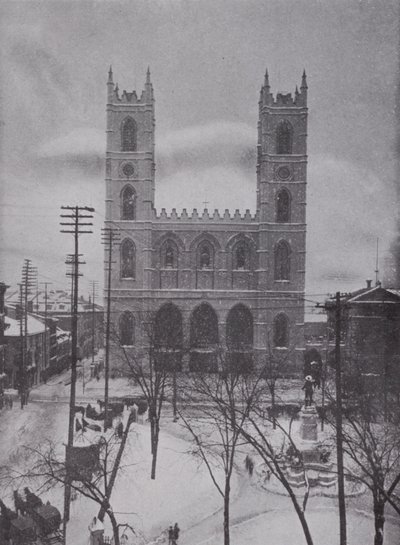 Notre Dame i vinter, Montreal (s/h foto) af Photographer Canadian