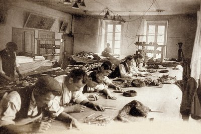 Aubusson Tapestry Factory, Frankrig, ca. 1900 (s/h-billede) af Photographer French