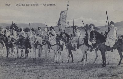 Marokkanske Goumiers, muslimske soldater, der tjente under den franske hær af Afrika (s/h foto) af Photographer French