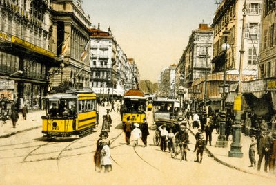 Cannebiere med sporvogne, Marseille, Frankrig, ca. 1900 (foto) af Photographer French