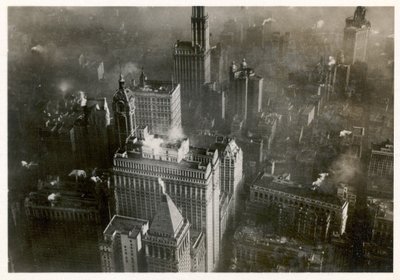 Luftfoto af downtown Manhattan, taget fra LZ 127 Graf Zeppelin, New York 1928 (s/h foto) af Photographer German