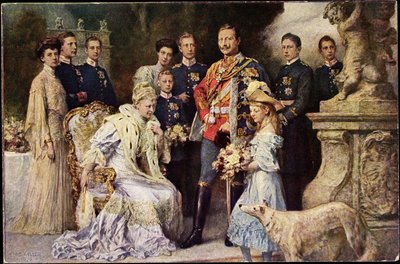 Kunstner Ak Kejser Wilhelm II, Auguste Viktoria, Viktoria Luise, Greyhound, Preussen (s/h-foto) af Photographer German