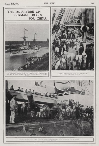 Tyske troppers afgang til Kina for at undertrykke bokseroprøret, august 1900 (s/h foto) af Photographer German