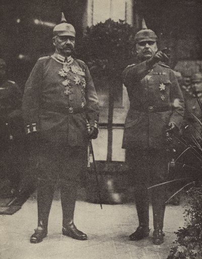 Feltmarskal von Hindenburg og general Ludendorff, tyske hærchefer (farvelitografi) af Photographer German