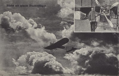 Den franske flyver Louis Bleriot og hans monoplan (s/h foto) af Photographer German
