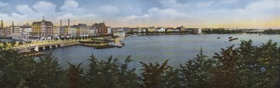 Hamborg: Panorama fra den gamle og nye Jungfernstieg (foto) af Photographer German