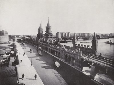Oberbaum-broen med den forhøjede jernbane (s/h-billede) af Photographer German