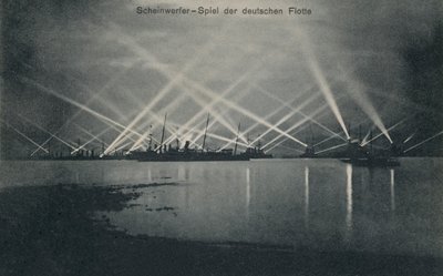 Søgelysdisplay fra den tyske flåde (s/h foto) af Photographer German