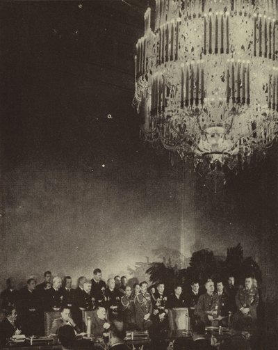 Underskrivelse af trepartspagten, der danner Japans, Nazitysklands og det fascistiske Italiens akse i Rigskancelliet, Berlin, Anden Verdenskrig, 27. september 1940 (s/h-foto) af Photographer German