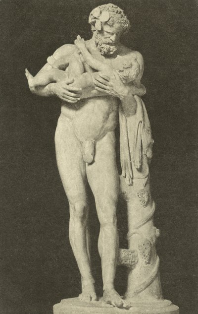 Silenus med barnet Dionysos, gammel romersk skulptur i samlingen af Glyptothek, München, Tyskland (s/h foto) af Photographer German