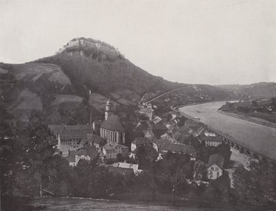 By og fæstning Konigstein (s/h foto) af Photographer German