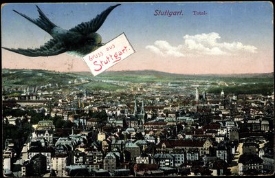 Stuttgart, udsigt over byen med svale af Photographer German