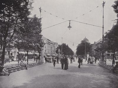 Unter Den Linden, Mittelallee og udsigt over monumentet over Frederik den Store (s/h-foto) af Photographer German
