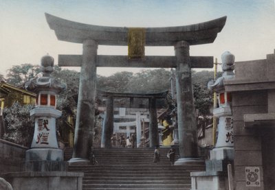 Japan, ca. 1912: Big Torii ved Suwa-helligdommen, Nagasaki (foto) af Photographer Japanese