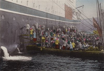 Japan, ca. 1912: Kuldannelse på skibet ved Nagasaki Havn (foto) af Photographer Japanese