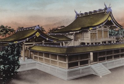 Japan, ca. 1912: Main Building of Meiji Jingu, Shrine, Tokyo (foto) af Photographer Japanese