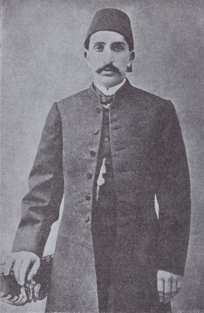 Abdul Hamid II, sultan fra det osmanniske imperium, væltet af de unge tyrkere i 1909 (s/h foto) af Photographer Turkish