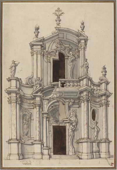 Forhøjning til en kirkefacade, med alternativer af Piedmontese 18th Century