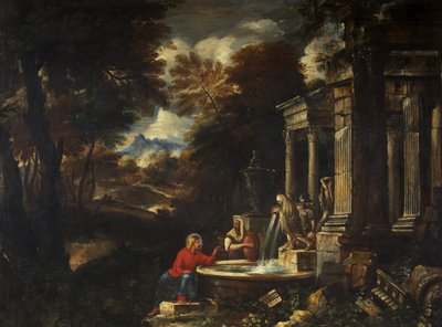 Kristus og Samarias kvinde (olie på lærred) af Pier Francesco Mola