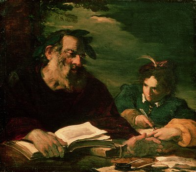 Homer dikterer sit digt af Pier Francesco Mola
