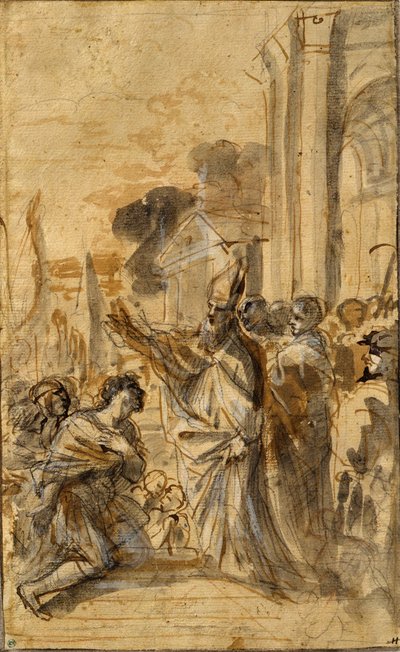 Die Predigt des Hl. Barnabas af Pier Francesco Mola
