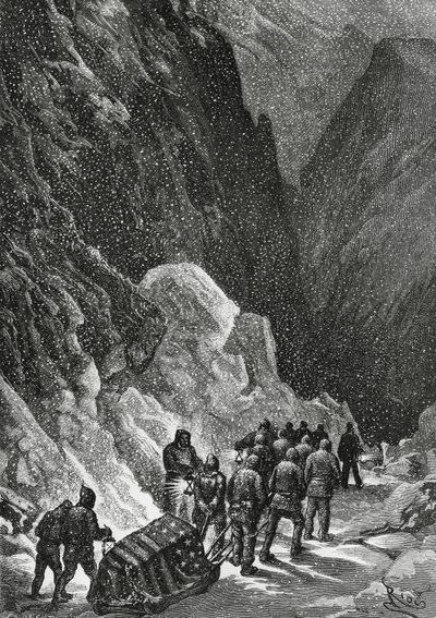 Begravelse af kaptajn Charles Francis Hall (1821-1871), amerikansk opdagelsesrejsende, Grønland, november 1871, Polaris ekspedition af Blaise Nicolas Le Sueur