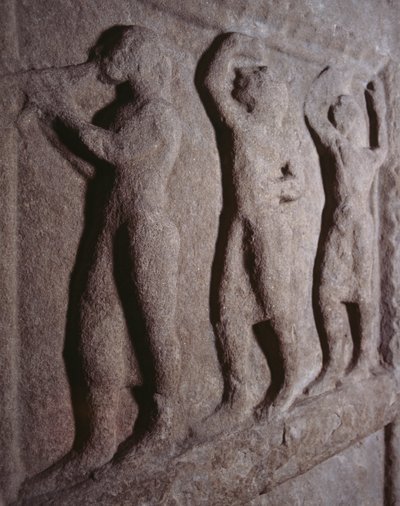 Musikere, detaljer fra begravelsesstele af Pontassieve, Toscana, Italien, etruskisk civilisation, 5. århundrede f.Kr. af Blaise Nicolas Le Sueur