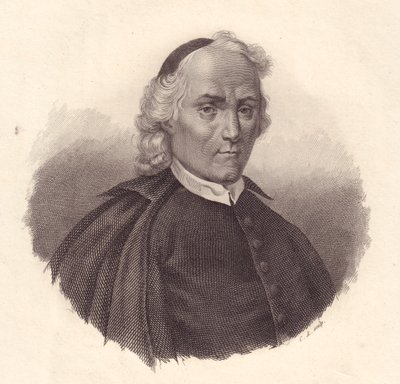 Portræt af den italienske presbyterianer og historiker Ludovico Antonio Muratori (1672-1750), kobberstik af Blaise Nicolas Le Sueur