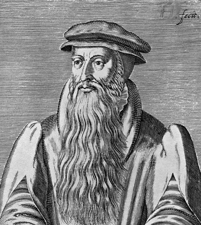 Portræt af John Knox (ca. 1513-1572), skotsk minister, teolog, forfatter, leder af reformationen og grundlægger af Presbyterian Church of Scotland, træsnit af Blaise Nicolas Le Sueur