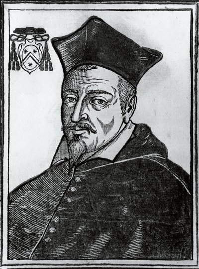 Portræt af Pierre de Berulle (1575-1629), fransk katolsk teolog og kardinal, tryk af Blaise Nicolas Le Sueur