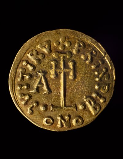 Solidus of Prince Arechi, verso, Lombard-mønter, 8. århundrede af Blaise Nicolas Le Sueur
