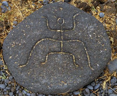 Stengravering, Puako Petroglyph Archaeological District, øen Hawaii, USA af Blaise Nicolas Le Sueur