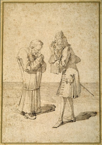 Baron Philip von Stosch viser Sabbatini en antik ædelsten (pen og blæk på papir) af Pier Leone Ghezzi