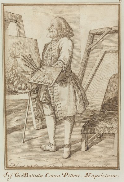Signore Sebastiano Conca, napolitansk maler (Signore Sebastiano Conca, napolitansk maler) af Pier Leone Ghezzi