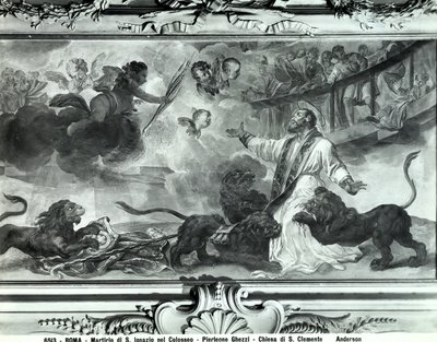 Sankt Ignatius af Antiokias martyrium i Colosseum (fresco) (s/h) af Pier Leone Ghezzi