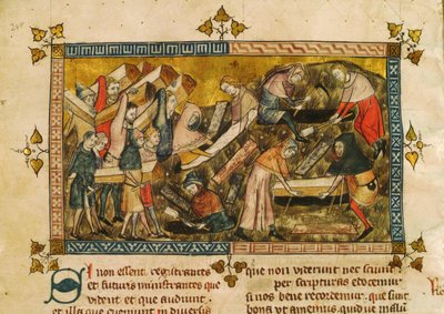 Begravelsen af pestens ofre i Tournai, ca 1353. af Pierart dou Tielt