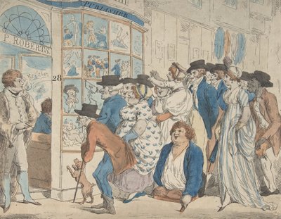 Caricature Shop of Piercy Roberts, 28 Middle Row, Holborn, 1801. af Piercy Roberts
