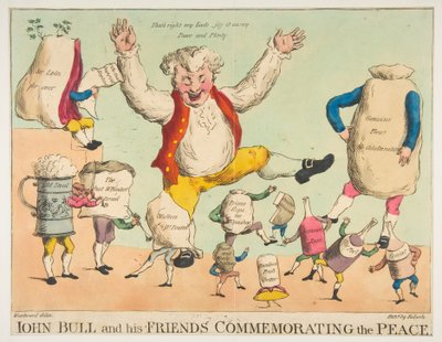 John Bull og hans venner til minde om freden, ca. 1801. af Piercy Roberts