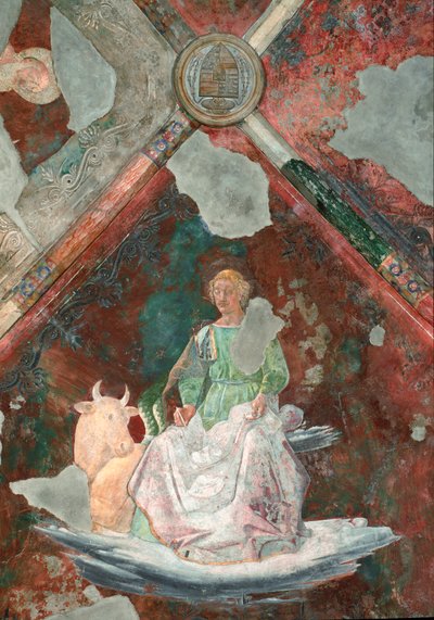 Sankt Lukas. Detalje af en freske tilskrevet Piero della Francesca (1410 / 1420-1492). San Michele kapel. Basilikaen Santa Maria Maggiore (Holy Mary Major), Rom. af Piero della Francesca