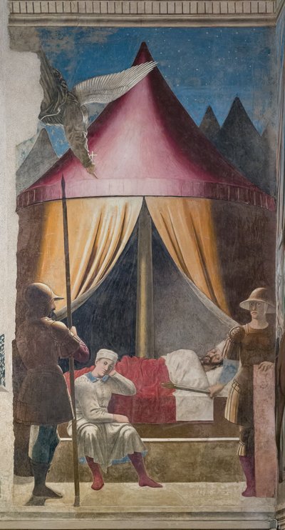 Konstantins drøm, detalje af Historierne om det sande kors (fresko) af Piero della Francesca