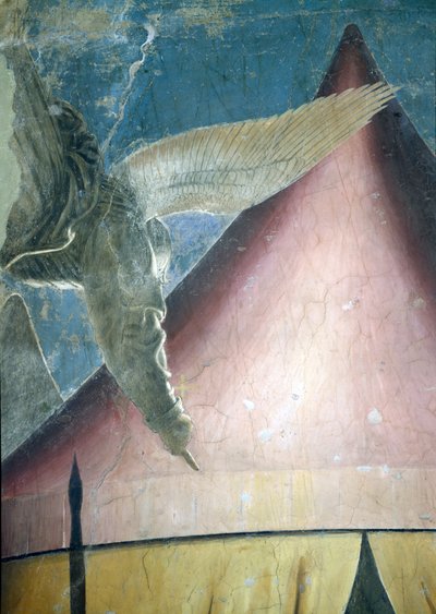 The Dream of Constantine, detalje af englen, fra True Cross Cycle, færdiggjort 1464 fresko af Piero della Francesca