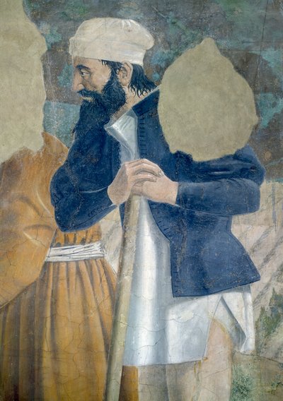 Legenden om det sande kors, opdagelsen af korset, detalje af en tilskuer, fuldført 1464 fresko af Piero della Francesca