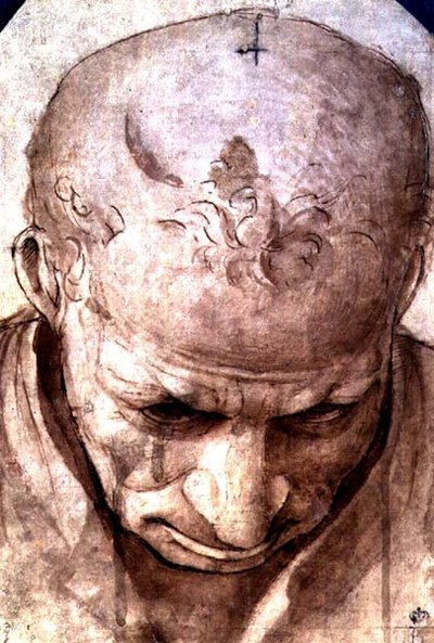 Hoved af en ældre mand (pen, brunt blæk og vask) af Piero di Cosimo