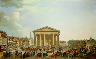 Ludvig XV lægger grundstenen til kirken Ste ... af Pierre Antoine (attr. to) Demachy