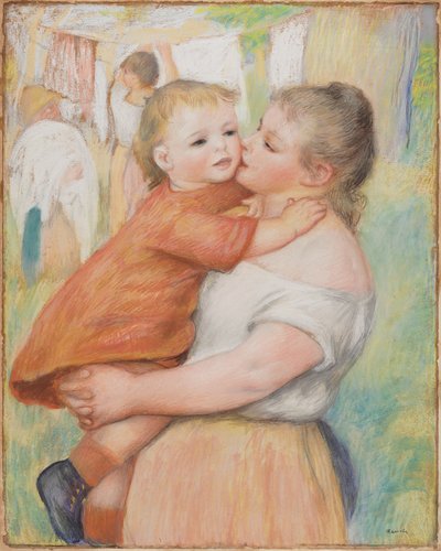Vaskerske og hendes barn (Aline og Pierre) af Pierre-Auguste Renoir